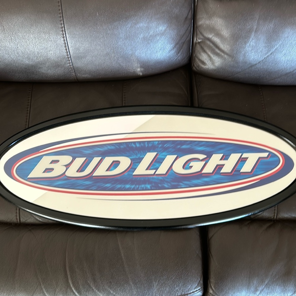 Bud Light oval mirror logo sign